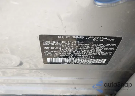 2023 Subaru Forester Premium из США, поврежденный, VIN JF2SKAEC3PH450914